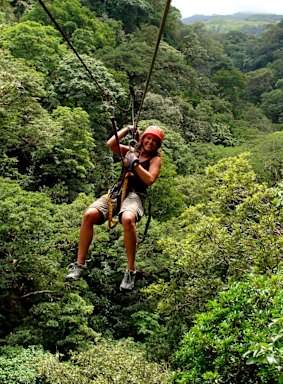 Zip Lining in Veragua Rainforest. 