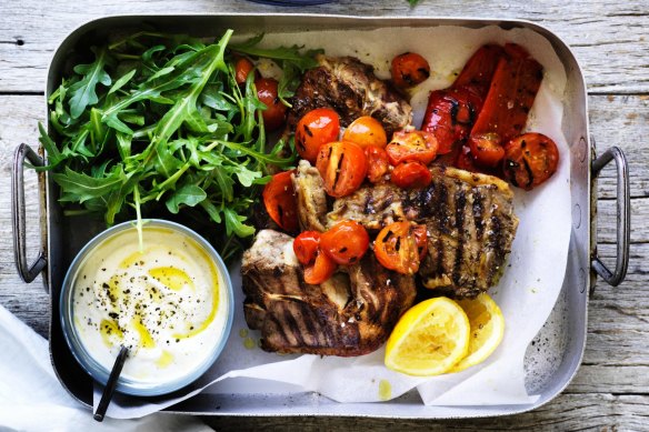 Souvlaki-style lamb chops.