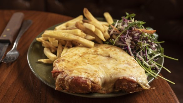 The famous parmi at the Dove and Olive Hotel. .