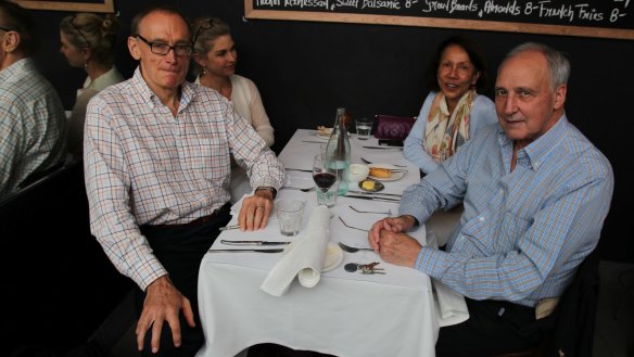 Bob Carr (left), Julieanne Newbould, Helena Carr and former Australian prime minister Paul Keating at Macleay Street Bistro in 2010. 