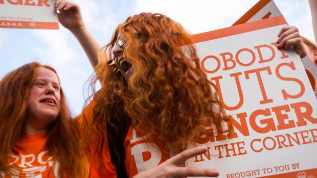 Bronte Bacash from Albury attends a Ginger Pride Rally in Melbourne.