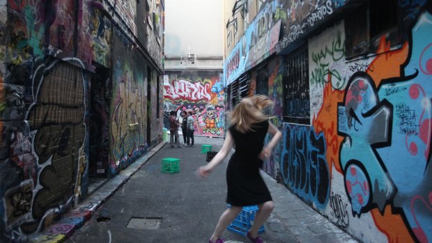 A work called Laneways is designed to give the experience of being in the shadows of skyscrapers in Melbourne,".
