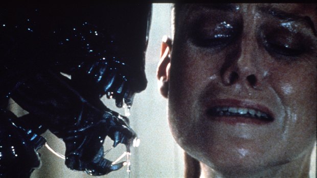 Sigourney Weaver's Ripley comes face to face with the xenomorph in Alien 3.