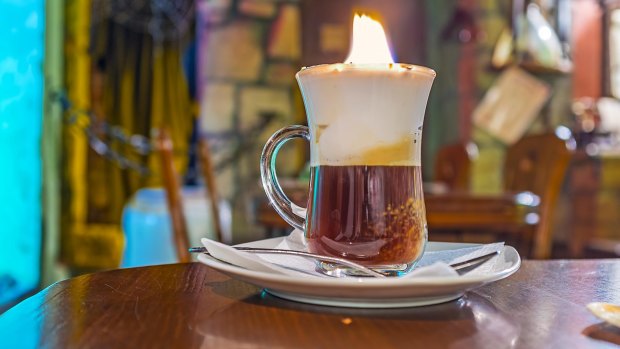 Burning coffee is one of the unique beverages you can get in Lviv.