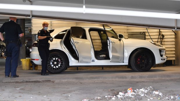 Police search the stolen Porsche