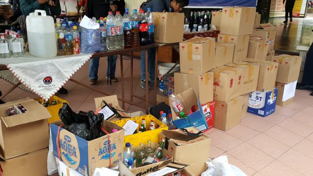 Home-made alcohol confiscated from all over Yogyakarta this month.
