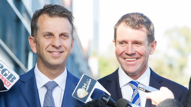 NSW Premier Mike Baird and (left) Minister for Transport and Infrastructure Andrew Constance. 
