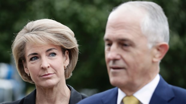 Minister for Jobs and Innovation Michaelia Cash and Prime Minister Malcolm Turnbull.