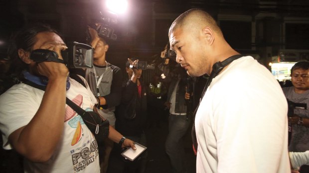 Michael Chan leaves Kerobokan prison after attempting to see his brother Andrew Chan before his transfer.