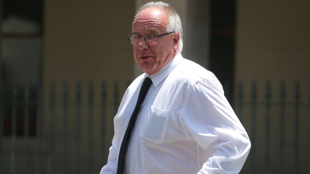 Former senior constable Daniel Poole outside Wollongong District Court during a hearing on Thursday.