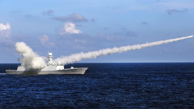 The Chinese missile frigate Yuncheng launches an anti-ship missile during a military exercise in the waters near south China's Paracel Islands last year.