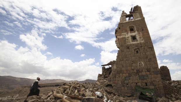 A Sanaa house that was badly damaged during an air strike this month. 