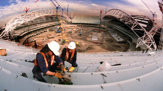 The ANZ Stadium in Homebush being built for the 2000 Games.
