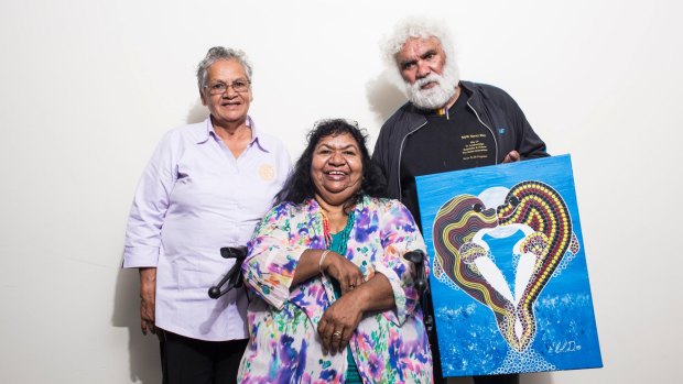 Shirley McGee, Fay Moseley and Colin Davis in Sydney on Thursday.