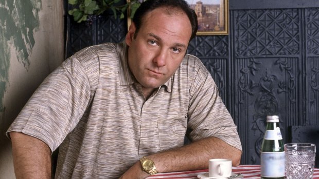 James Gandolfini as mob boss Tony Soprano in the TV show <i>The Sopranos</i>.