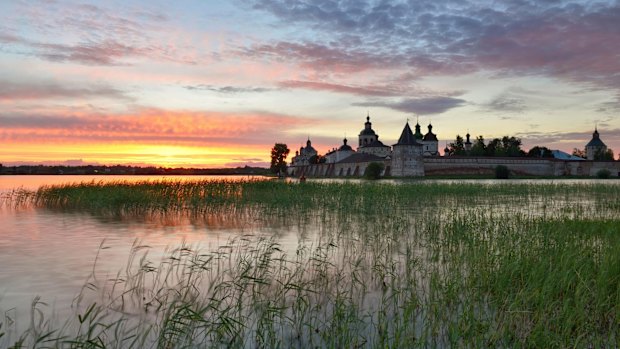 Sunset near the Kirillo-Belozersky monastery, Kirillov, Vologda region, Russia.