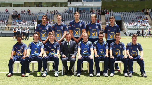 during the tour match between the Prime Ministers XI and England at Manuka Oval on January 14, 2015 in Canberra, Australia.