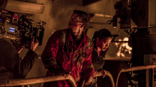 Mark Wahlberg on set during filming of <i>Deepwater Horizon</i>.