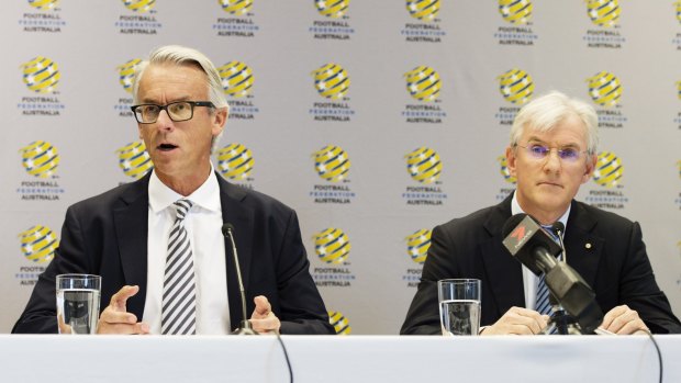 Under fire: Football Federation Australia chief executive David Gallop and chairman Steven Lowy. 