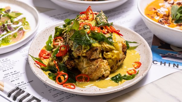 A favourite to cook at home or to eat at work: Chin Chin roasted cauliflower with curry-spiced coconut cream.