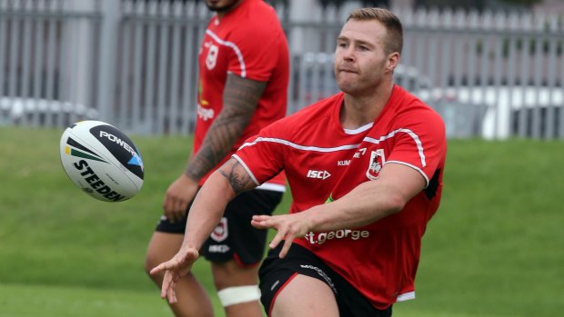Off to Penrith: Trent Merrin training with the Dragons last week.