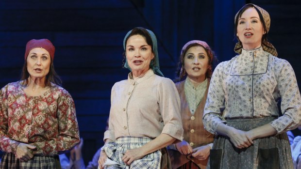 Sigrid Thornton as Golde (second from left) and cast in <i>Fiddler on the Roof</i>.  