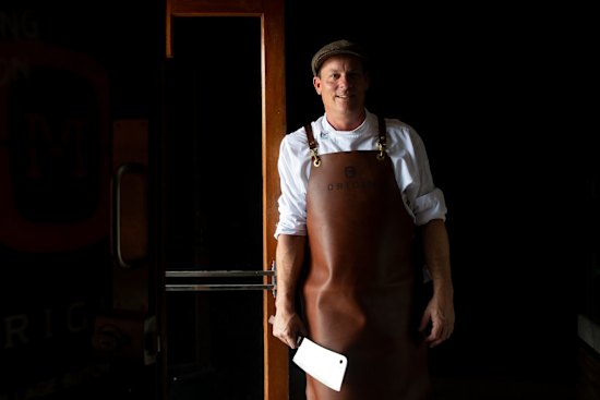 Butcher Chris Du Plessis at in his new Randwick butcher, Origin Meat.