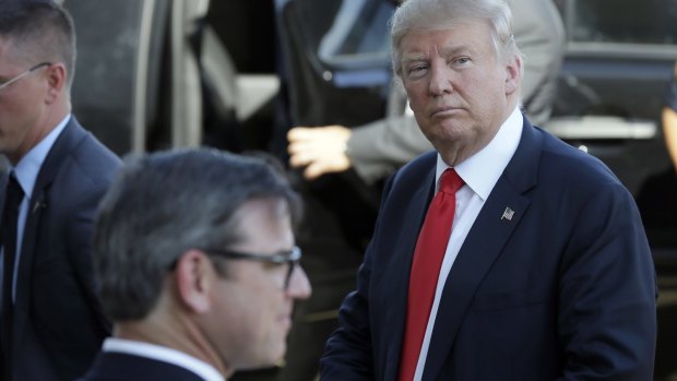 Trump at a rally in Omaha, Nebraska.