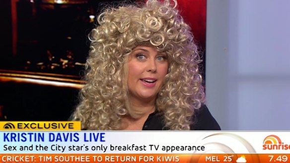 Samantha Armytage donned a wig for the <i>Sunrise</i> skit. 