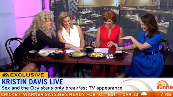 Samantha Armytage as Carrie, Edwina Bartholomew as Samatha, Natalie Barr as Miranda and Kristin Davis, as her former <em>Sex and the City</em> character Charlotte. 