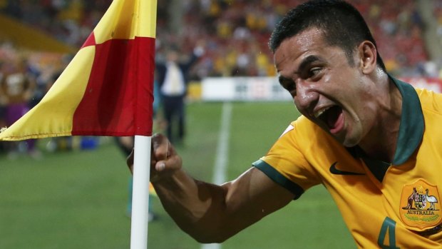 Tim Cahill's brace has sent Australia through to the semi-finals of the Asian Cup.