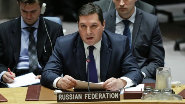 Russian Deputy UN Ambassador Vladimir Safronkov. Russia will reportedly not block sanctions.