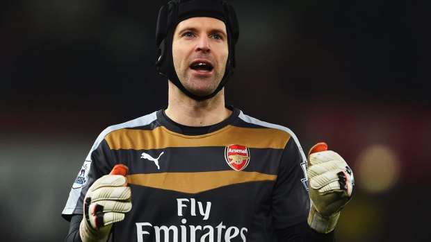Making a difference: Petr Cech applauds the fans after the game against Stoke City.