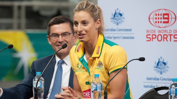 New deal: John Wylie and Laura Geitz at the announcement of the new netball competition.