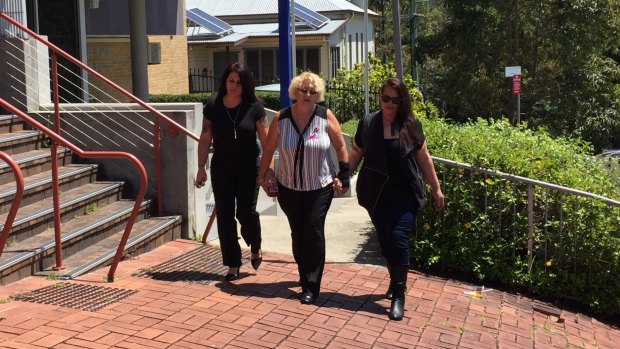 Relatives of Marie Darragh arrive at Lismore Supreme Court for the trial of nurse Megan Jean Haines.