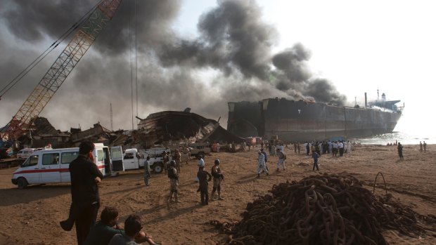 The aftermath of an explosion at the shipyard in Gadani, Pakistan.