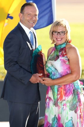 Australian of the Year Rosie Batty with Prime Minister Tony Abbott.