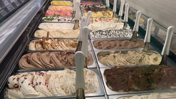 Freshly packed tubs at Toscana Gelateria Naturale.