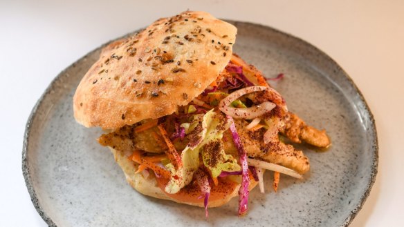 Tulum's Turkish-style fish sandwich.