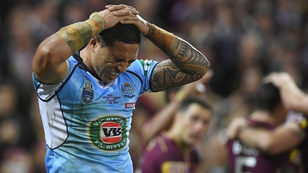 Gutted: Tyson Frizell was nearly the hero for the Blues.