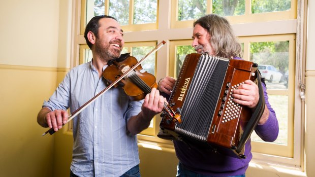 Paul Sartin and Paul Hutchinson of Belshazzer's Feast will perform at the National Folk Festival. 