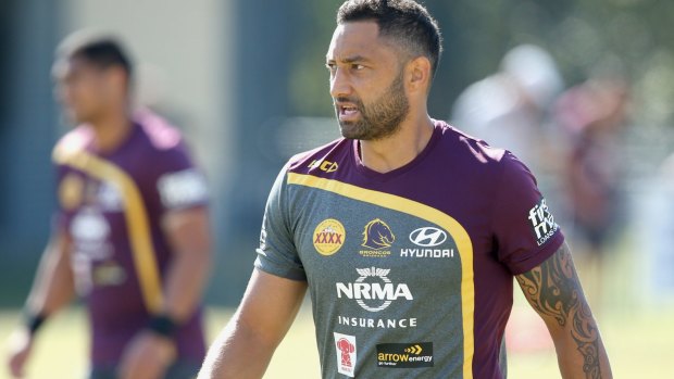 Experience: Benji Marshall has become a key man for Brisbane as he pulls on the halfback jersey against the Roosters. 