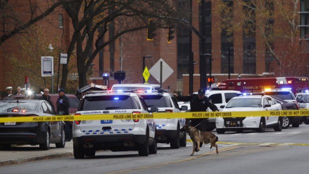 Police at Ohio State University on Monday.