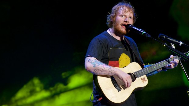 Ed Sheeran performing at Allianz Stadium in December 2015.