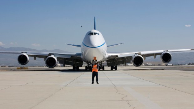 A 747 freighter ready for take off.