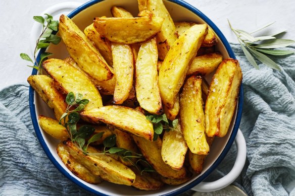 Greek-style roast potatoes with lemon and oregano.