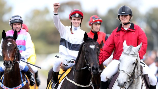 What a win: Sam Clipperton and Peeping scored in the Golden Pendant at Rosehill. 