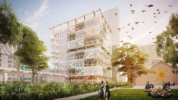 Artists' impressions of Arthur Phillip High at Parramatta.