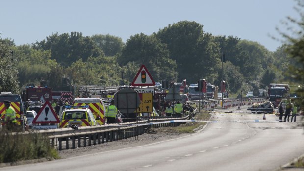 Scene of carnage:  The A27 road was closed off.