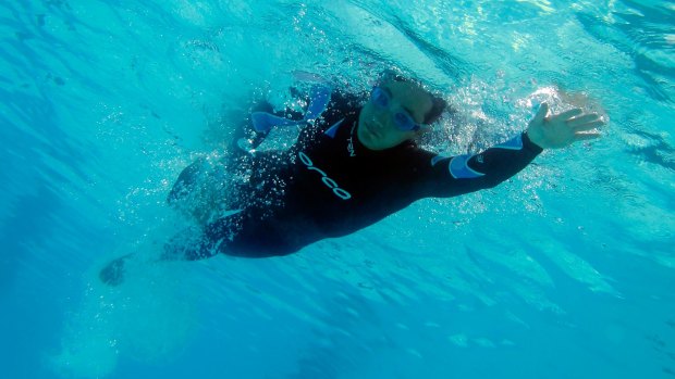 Terrified of open water: Rodrigo De Brito, who has lost 10 kilograms, added swimming to his exercise regime and is looking forward to competing in the Classic.